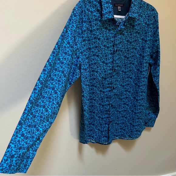 Lords of Harlech~new~Blue Floral Nigel Long Sleeve Button Front Shirt size Large - Picture 3 of 13